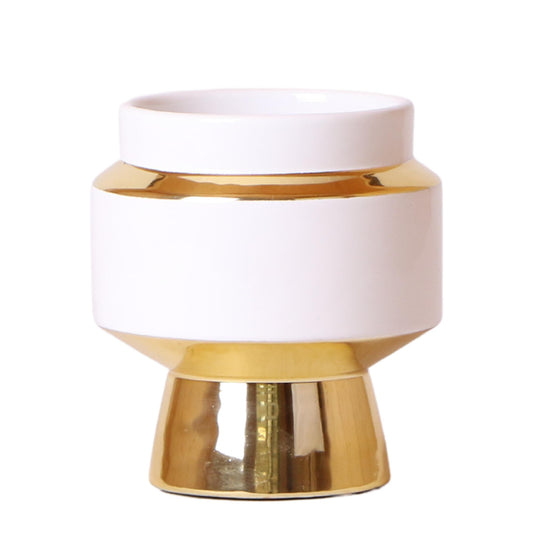Le Chic bloempot - Witte keramieken sierpot met gouden details - Ø9cm