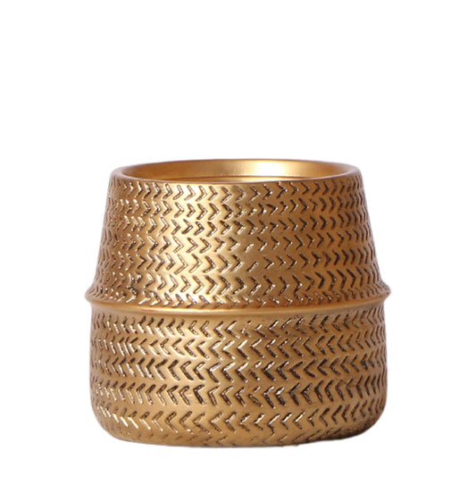 Groove bloempot - Gouden keramieken sierpot - potmaat - Ø9cm