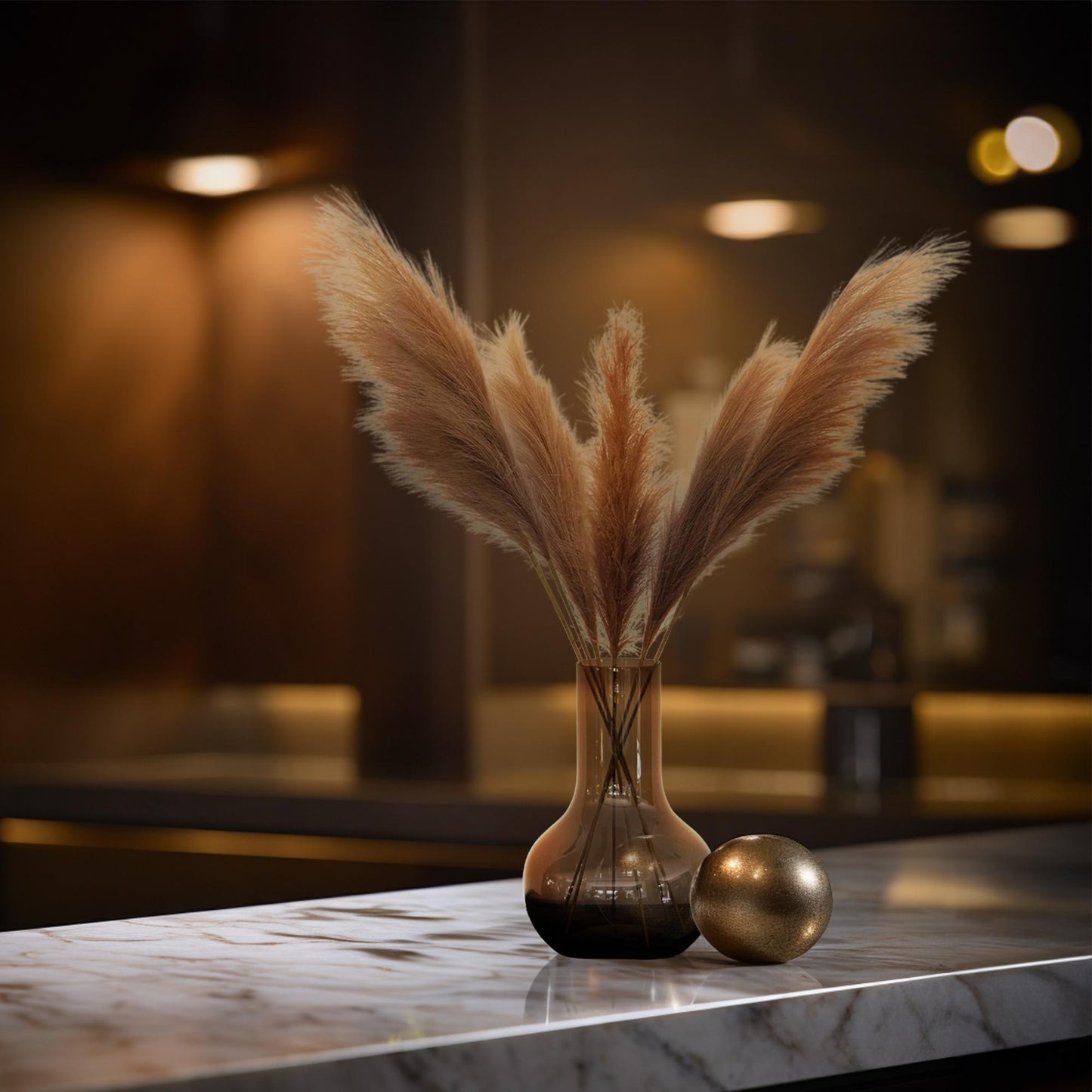 Kunstbloemen Pampas Plumes (Bruin)